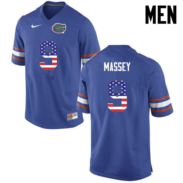 NCAA Florida Gators Dre Massey Men's #9 USA Flag Fashion Nike Blue Stitched Authentic College Football Jersey CES6164BV